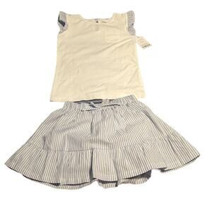 NEW Carter’s Girls Size 4 White Blue Stripe Skirt And Top Set Nautical Beach